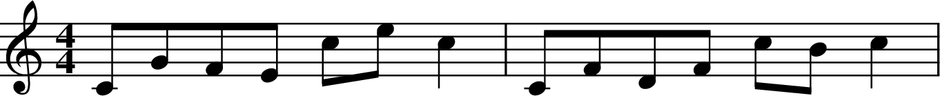 
X:1
K:C
M:4/4
CGFE cec2 | CFDF cB c2 |
