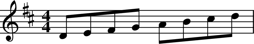 
X:1
M:4/4
L:1/8
K:D
DEFG ABcd |
