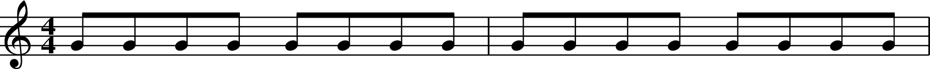 X:5
M:4/4
L:1/8
K:Cmaj
GGGG GGGG | GGGG GGGG |