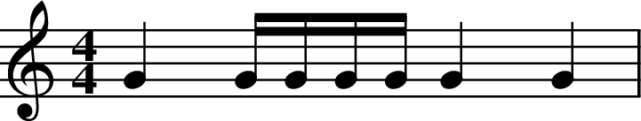 
X:5
M:4/4
L:1/16
K:Cmaj
G4 GGGG G4 G4 |
