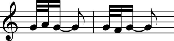 X:1
K:C
M:none
L:1/16
G/A/G -G2 | G/F/G -G2