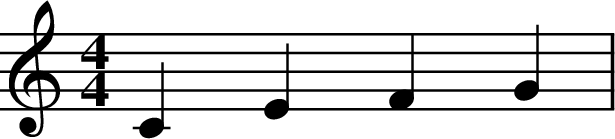 
X:1
L:1/4
M:4/4
K:C
CEFG |
