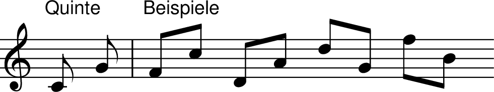 
X:3
M:none
L:1/8
K:C
"Quinte" C G | "Beispiele" Fc DA dG fB
