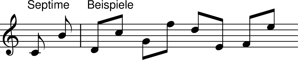 
X:3
M:none
L:1/8
K:C
"Septime" C B | "Beispiele" Dc Gf dE Fe
