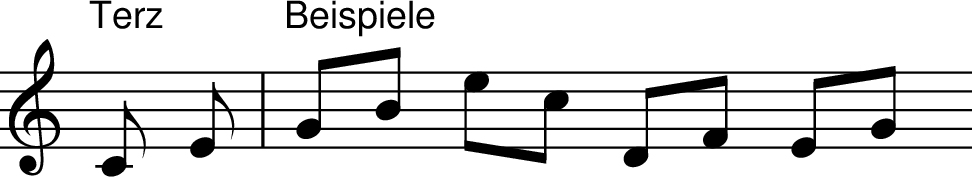
X:3
M:none
L:1/8
K:C
"Terz" C E | "Beispiele" GB ec DF EG
