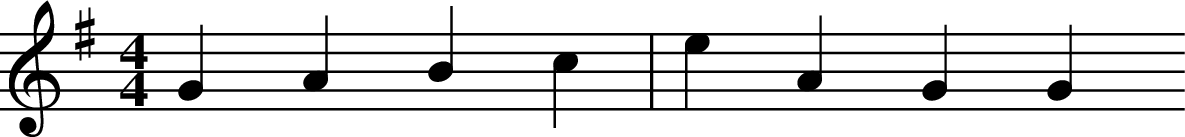 
X:3
M:4/4
L:1/4
K:G
GABc | eAGG
