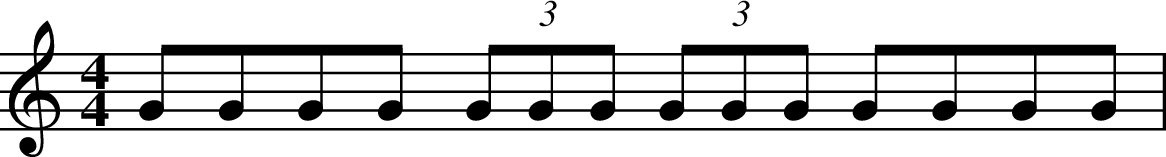 
X:5
M:4/4
L:1/6
K:Cmaj
GGGG (3GGG (3GGG GGGG |
