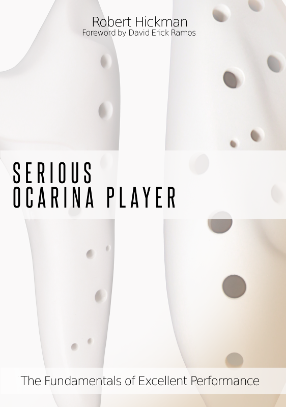 The cover of the book Serious Ocarina Player by Robert Hickman, showing two ocarinas